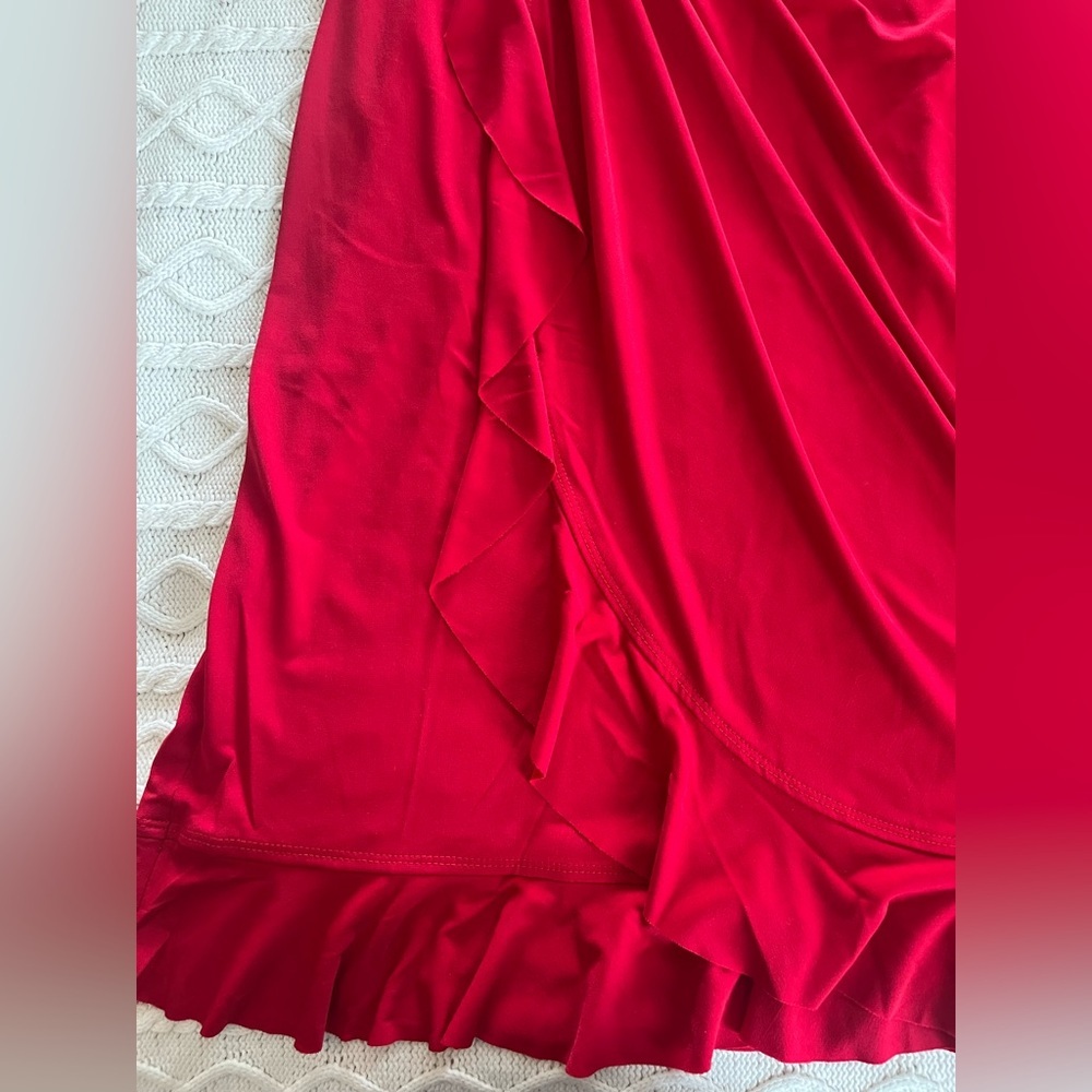 Studio Connection Elegant Red Twist-Detail Women’s Ruffle Sleeve Dress Size 10 - Picture 12 of 16